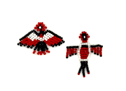 Fénix de Cuentas - Cuentas Rojas, Negras y Blancas - 4.45 cm x 3.81 cm