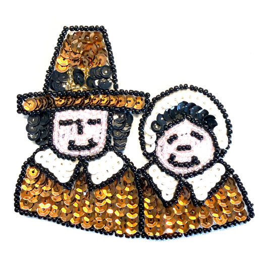 Thanksgiving Pilgrim Man and Lady Appliqué – 3.5" x 3.25"