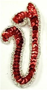 Designer Motif Pair with Red Sequins and Beads 2" x 4"