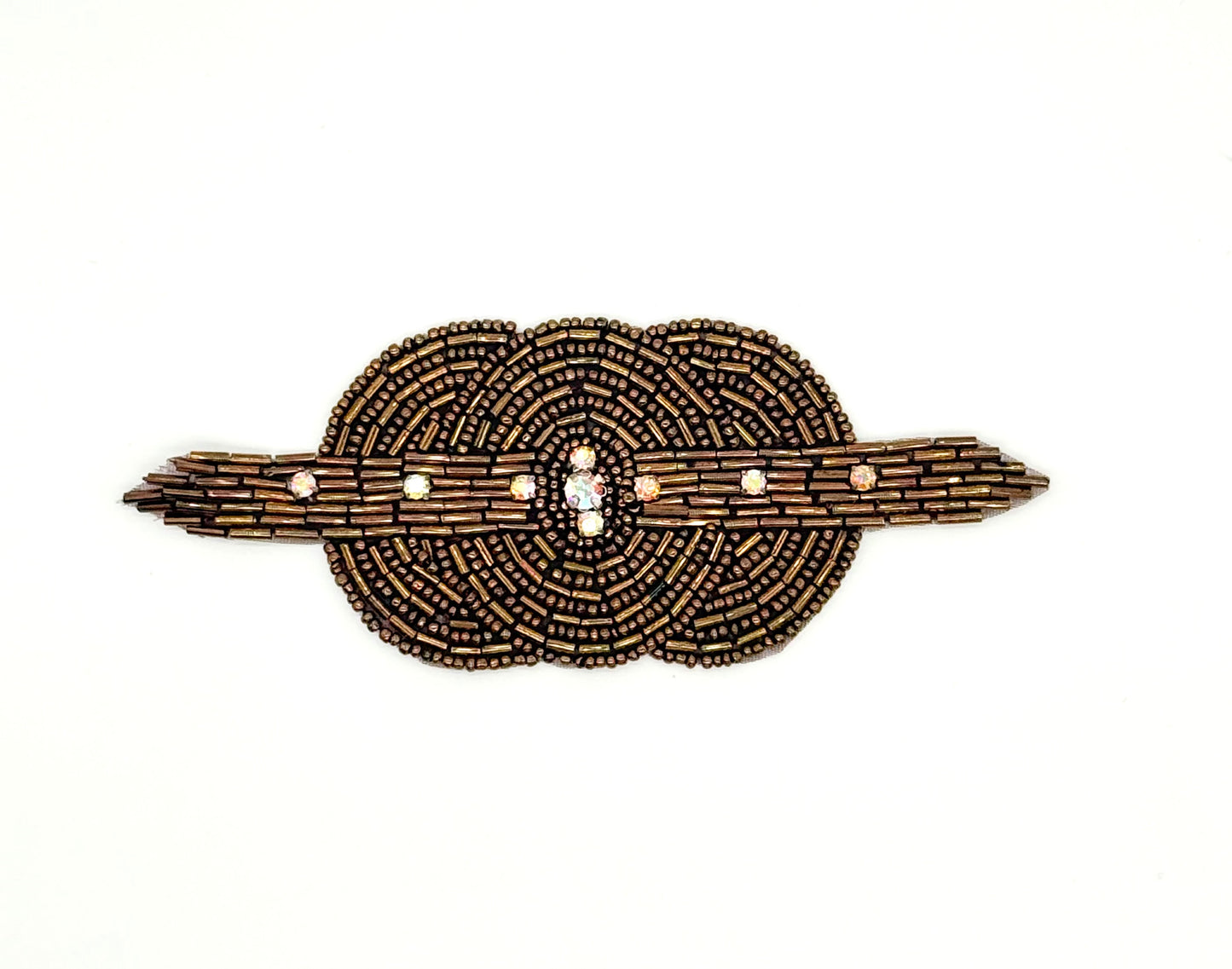 Diseño de motivo Triple Círculo - Cuentas de bronce - Diamantes de imitación 5" x 2"