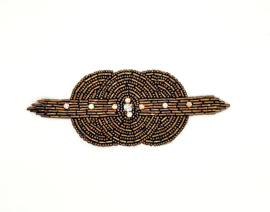 Diseño de motivo Triple Círculo - Cuentas de bronce - Diamantes de imitación 5" x 2"