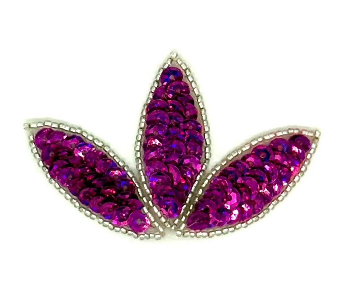 Hoja Fucsia Spotlite Lentejuelas y Cuentas 3.25” x 2”