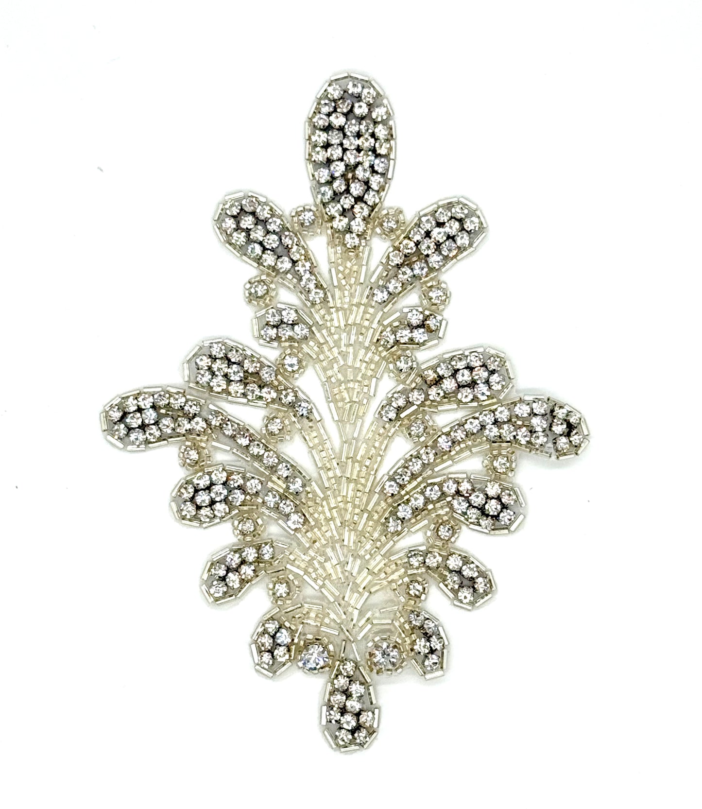 Designer Motif with Multiple Rhinestones and Silver Beads 7" x 5"