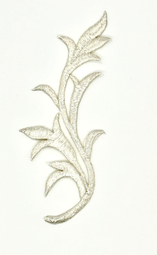 Motivo de hoja de diseño par o individual con bordado dorado metálico - Para planchar 5" x 2"