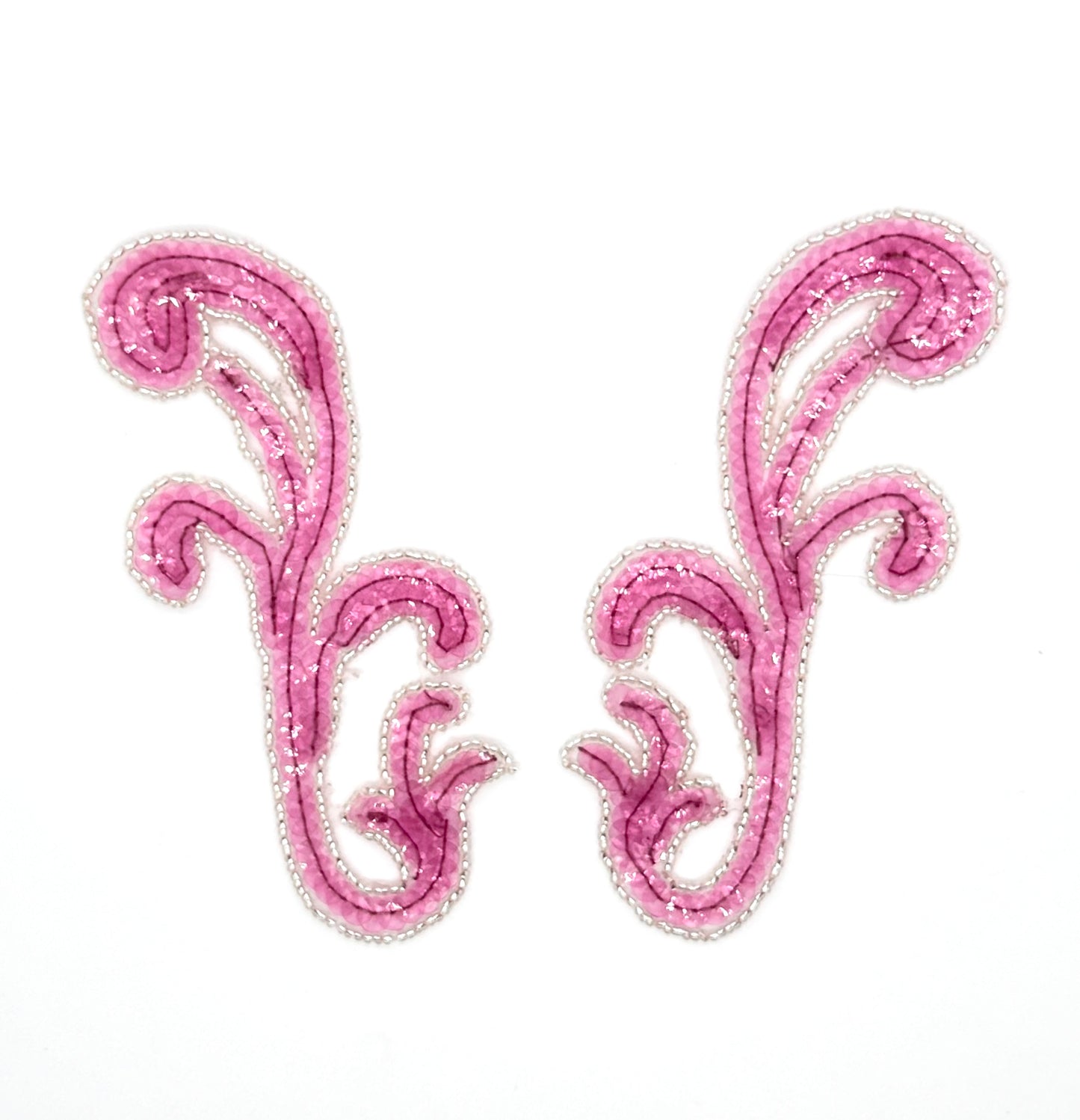 Designer Motif Filigree Pair- Choice of Sequins Color with Silver Beads 6" x 3"