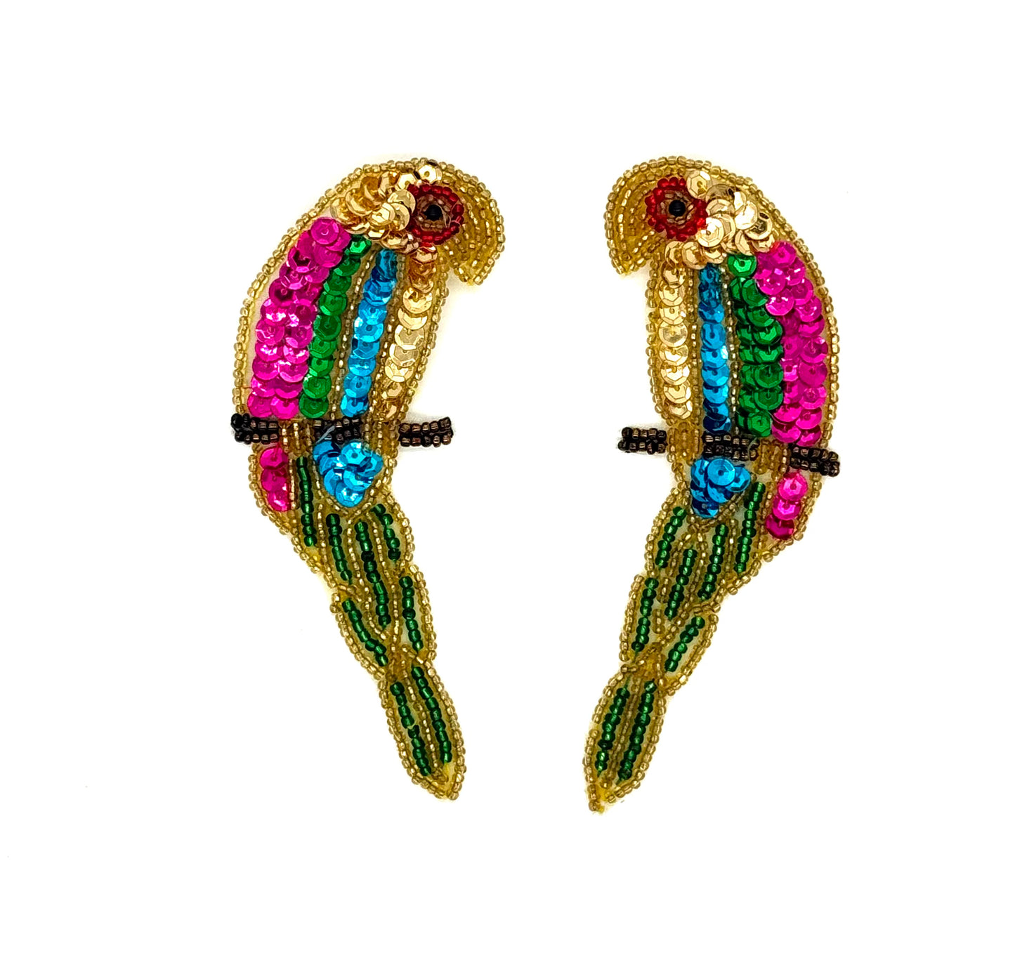 Parrot - Pair - Multicolored Sequins/Beads 4.75" x 2"
