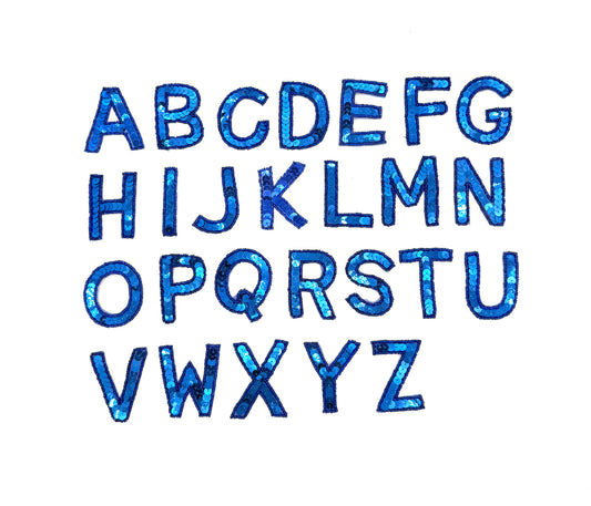 Aplique de letra de 2" - Lentejuelas/cuentas azules - Elección de letra