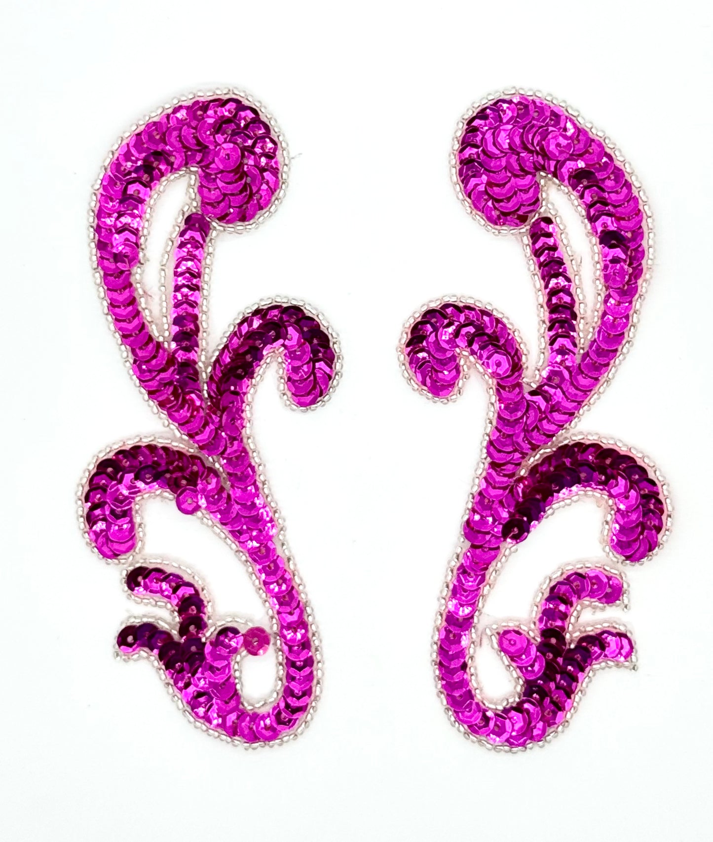 Designer Motif Filigree Pair- Choice of Sequins Color with Silver Beads 6" x 3"