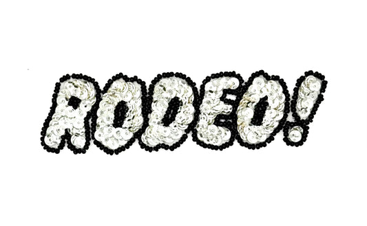 Rodeo Word - Silver Sequins and Black Beads 4.5” x 1.5”