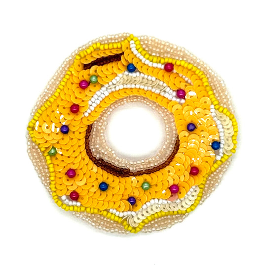 Dona con glaseado amarillo y multicolor 3.5"