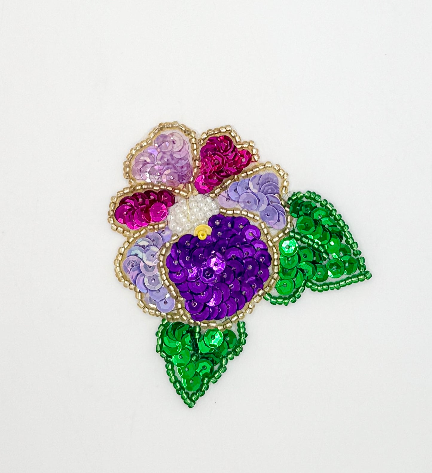 Preciosa aplicación de flores con lentejuelas y abalorios multicolores de 6,35 cm x 5,71 cm