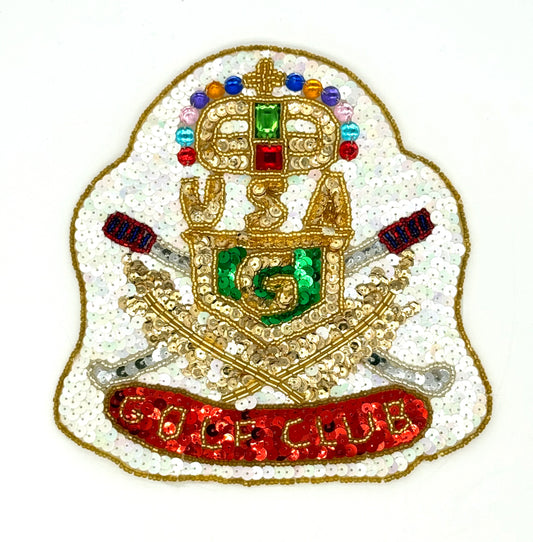 Parche de palo de golf con lentejuelas blancas y otros colores de 6.5" x 6.5"