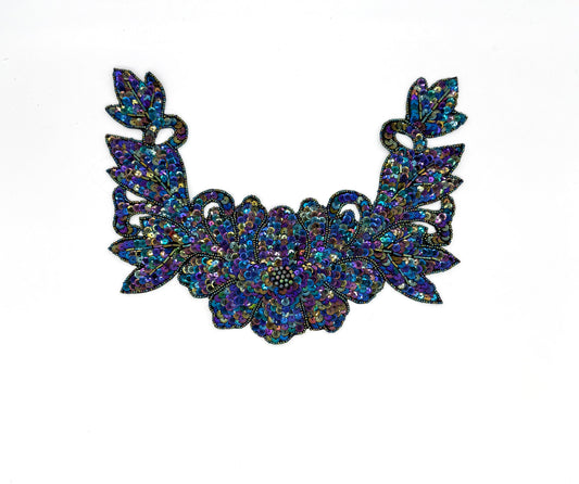 Designer Motif flower Neckpiece - Moonlight Sequins Moonlight Beads 8" x 11"