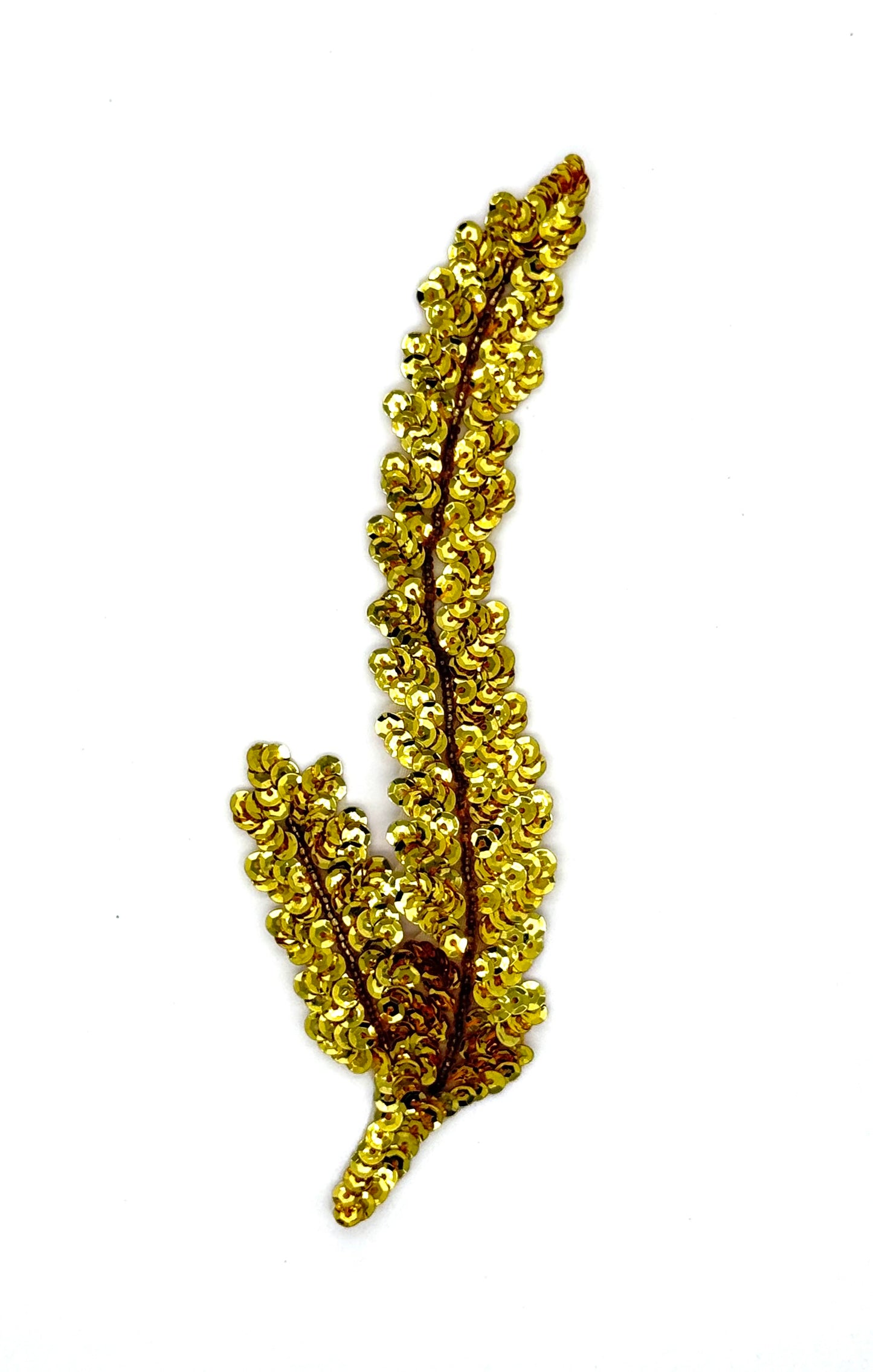 Par de Hojas de Alga - Lentejuelas Doradas - Cuentas 7.5" x 2.5"