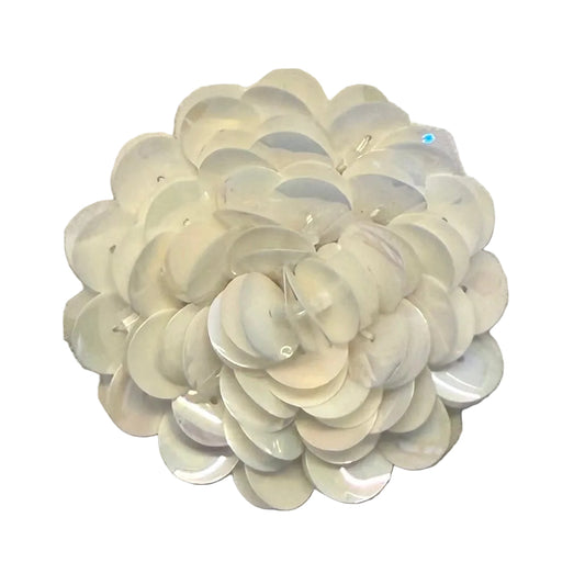 Ivory High-Rise Sequin Flower Appliqué, 2"