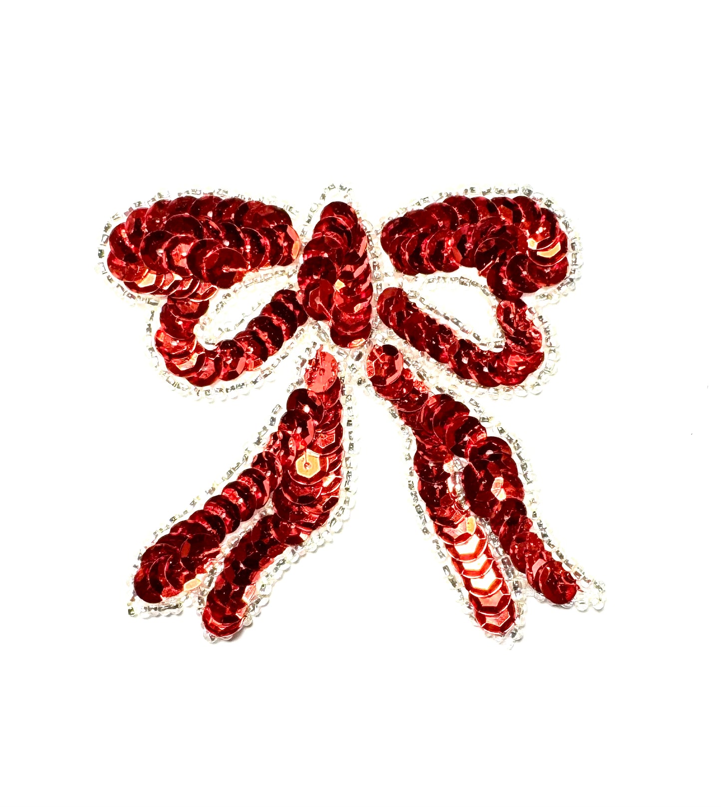 Bow with Red Sequins and Silver Beads* 3"x 2.75"