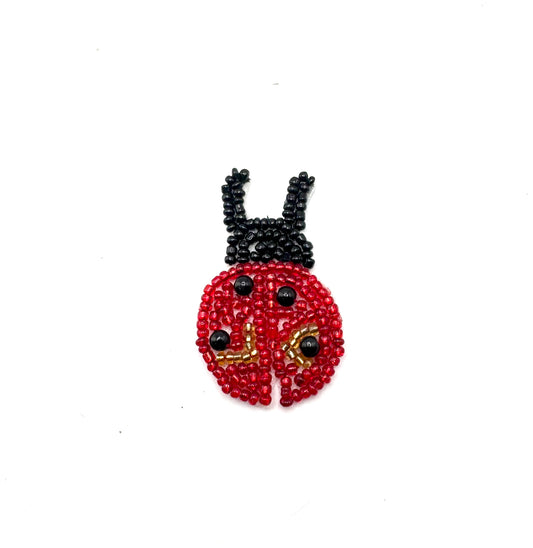 Ladybug with Black, Gold and Red Beads 1.75” x 1”