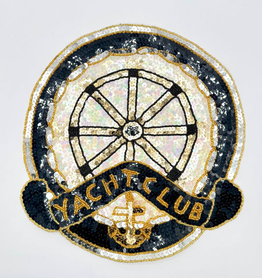 Nautical Yacht Club Sequin Beaded Applique 10" x 10"