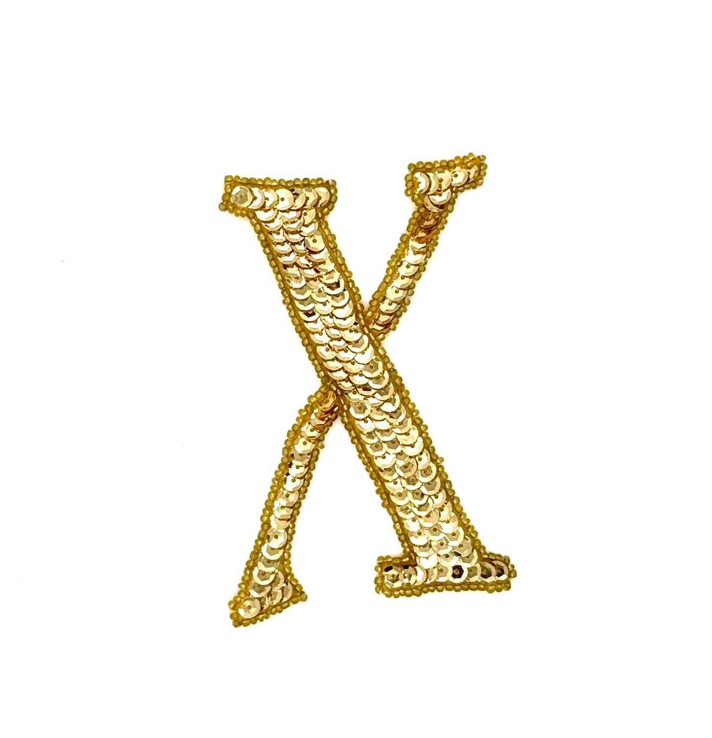 4” Letter X Appliqué - Gold Sequins/Beads