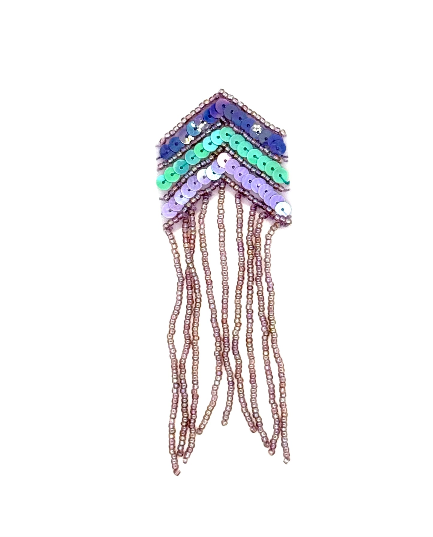 Hombrera estilo sudoeste - Lentejuelas moradas/verde menta/lavanda - Cuentas de vidrio 5" x 2"
