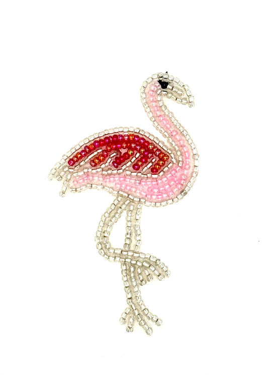 Choice of Flamingo with Pink and Gold or Silver Beads 2.5" X 2"