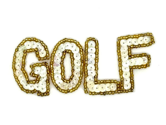 Bordado de golf con palabra, lentejuelas y cuentas 3.8 cm x 8.9 cm