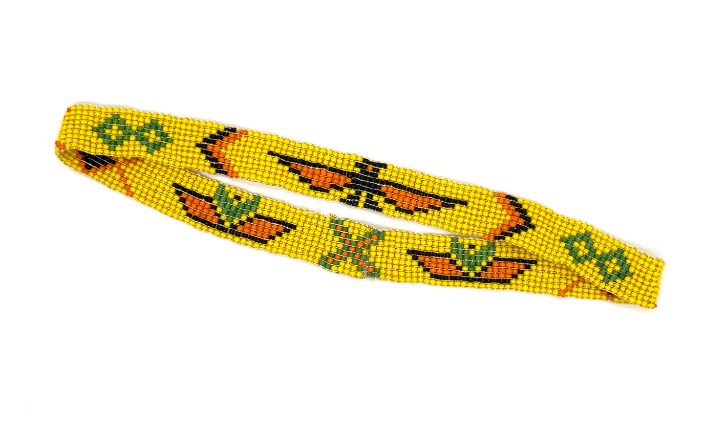 Vintage Native American Yellow Thunderbird Elastic Hat Band 19" x 1"