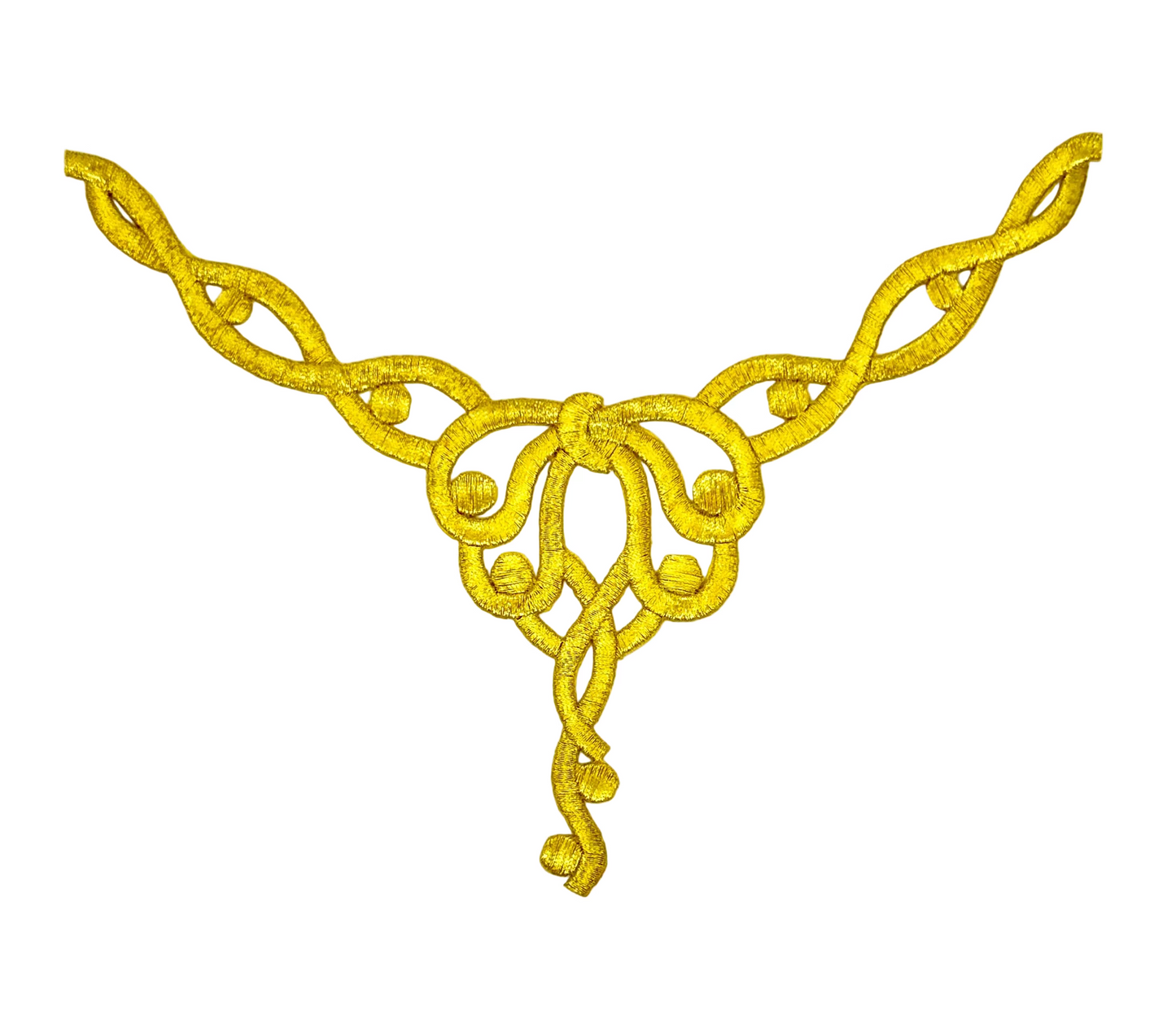 Metallic Gold Embroidered Neckpiece, 9”x 7”