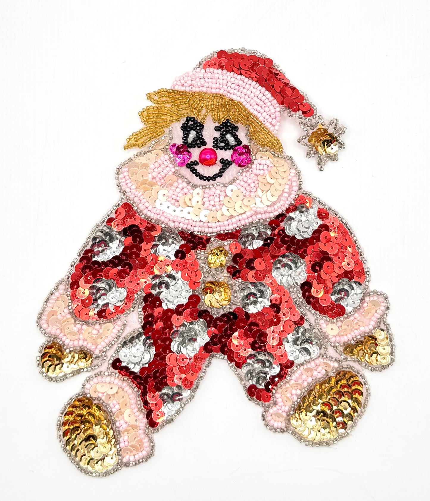 Payaso antiguo con lentejuelas rojas de 17,78 cm x 14,60 cm