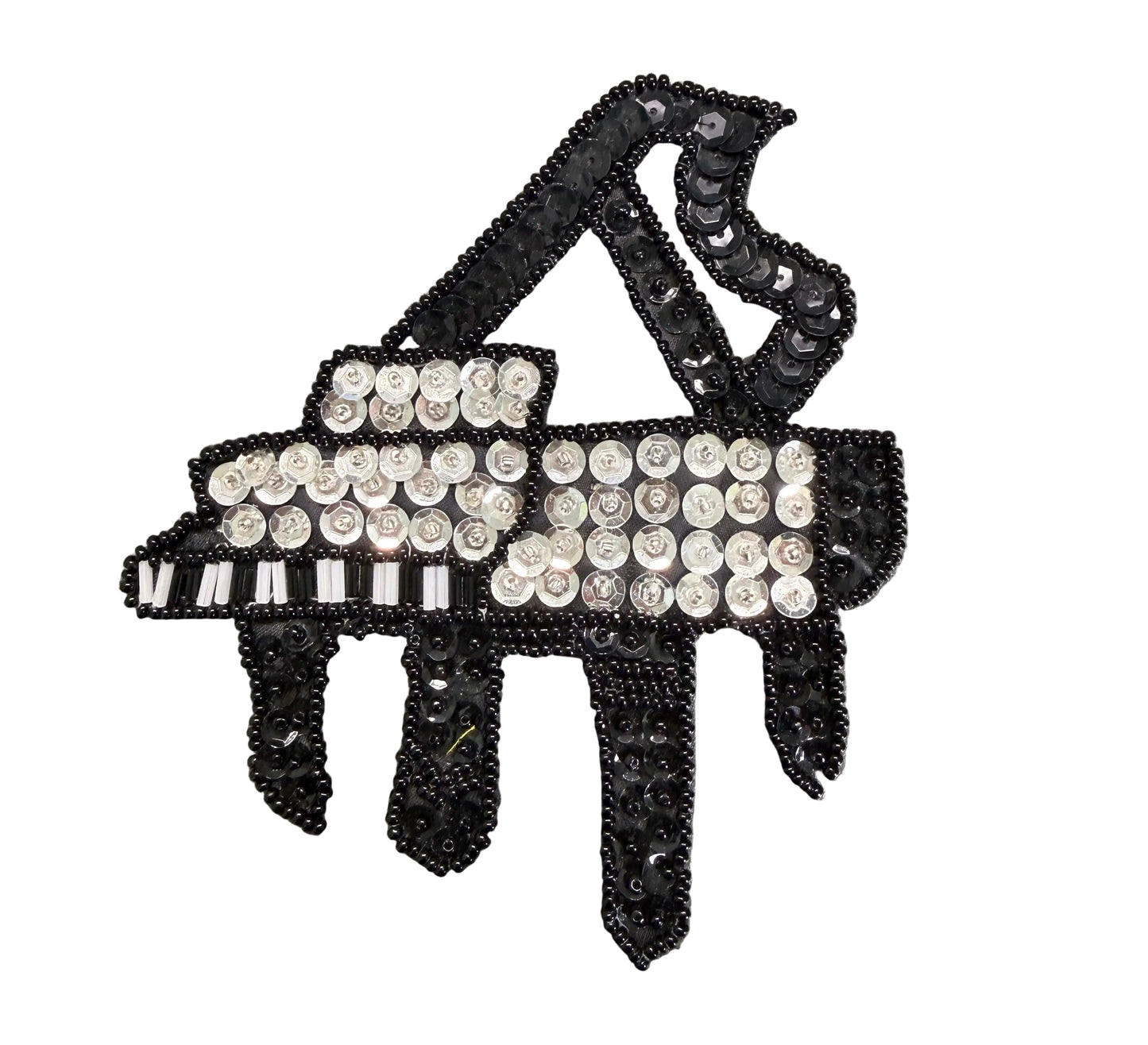 Piano Appliqué - Choice of 2 Variants: Black/Silver or Moonlight/Silver Sequins 5.25" x 4.5"