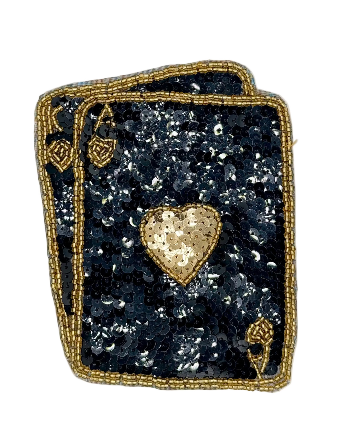 Black and Gold Sequin Ace and King Blackjack Hand on a white background