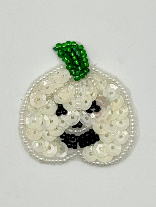 Halloween Pumpkin with Iridescent White Sequins 1.5" x1.5"