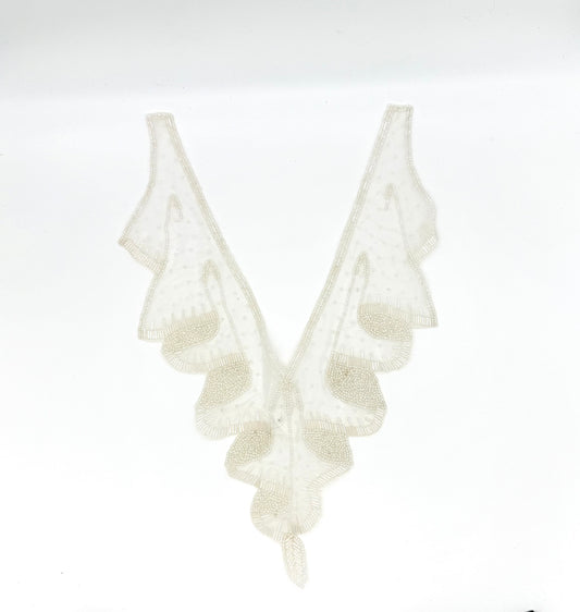 Designer Motif Ivory Bodice Neckpiece -Iridescent Beads 15”x 11”