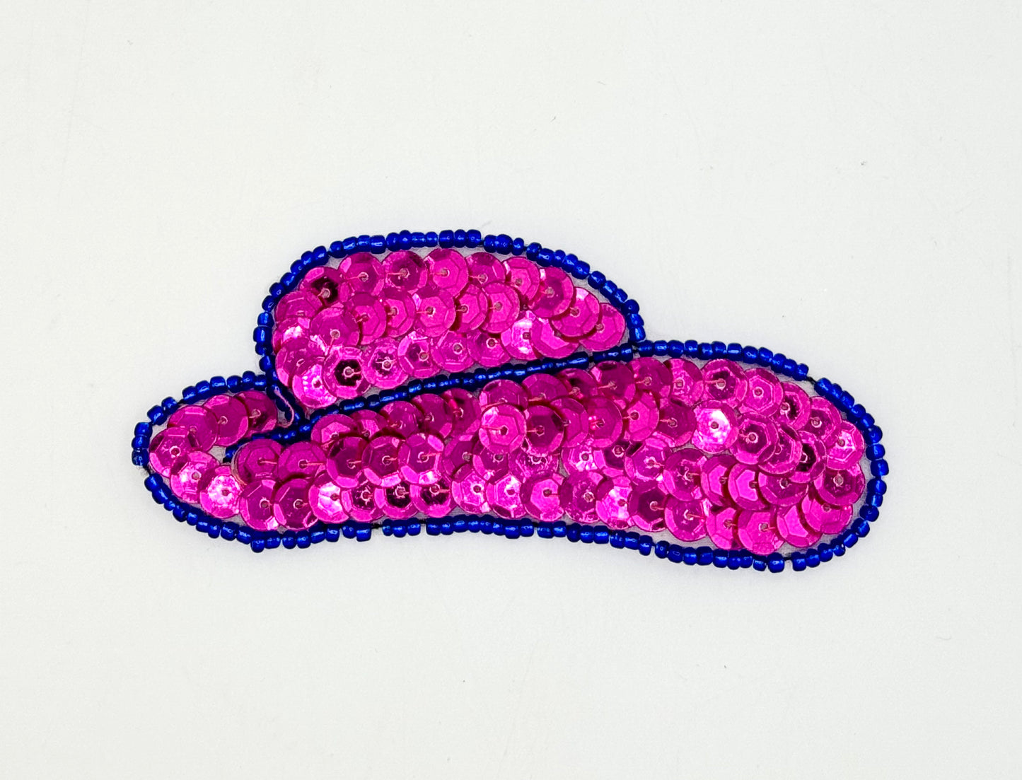 Cowboy Hat with Fuchsia Sequins Blue Beads 3.5" x 1.5” - Choice of Right or Left Facing