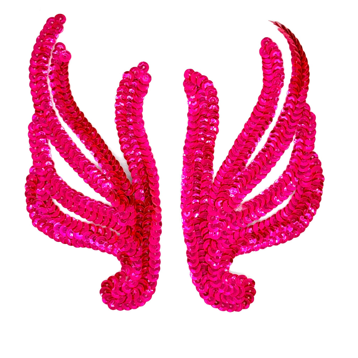 Par de Hojas con Lentejuelas Rosa Fluorescente 6" x 2.75"