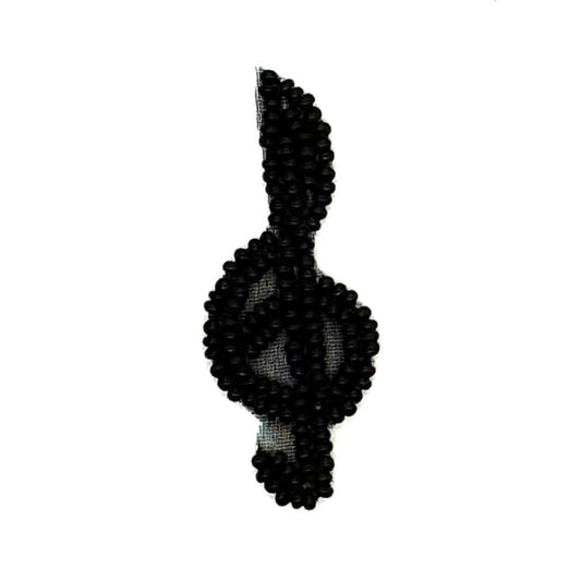 Musical Treble Clef Appliqué - Black Glass Beads 2" x 1"