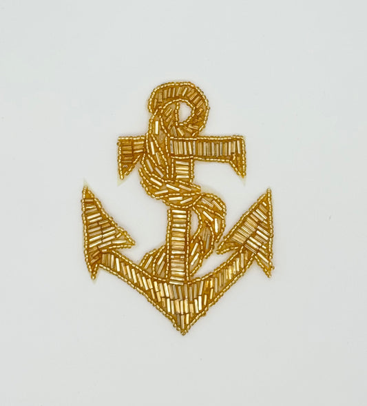 Anchor and Rope - All Gold Beads 4.5" x 3.5"