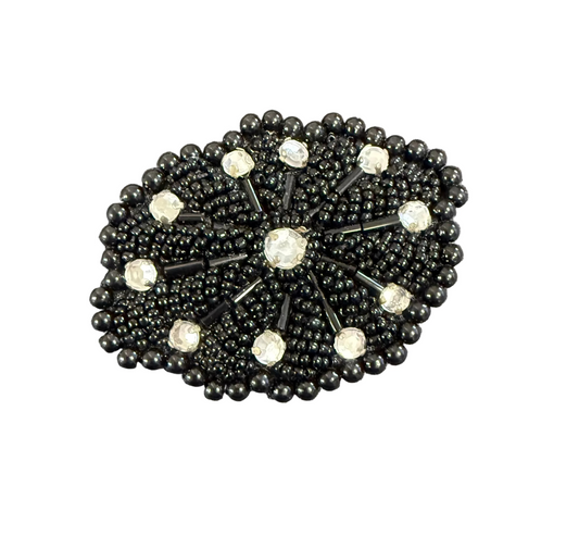 Designer Motif - Black Beads - Rhinestones 3”x 2”