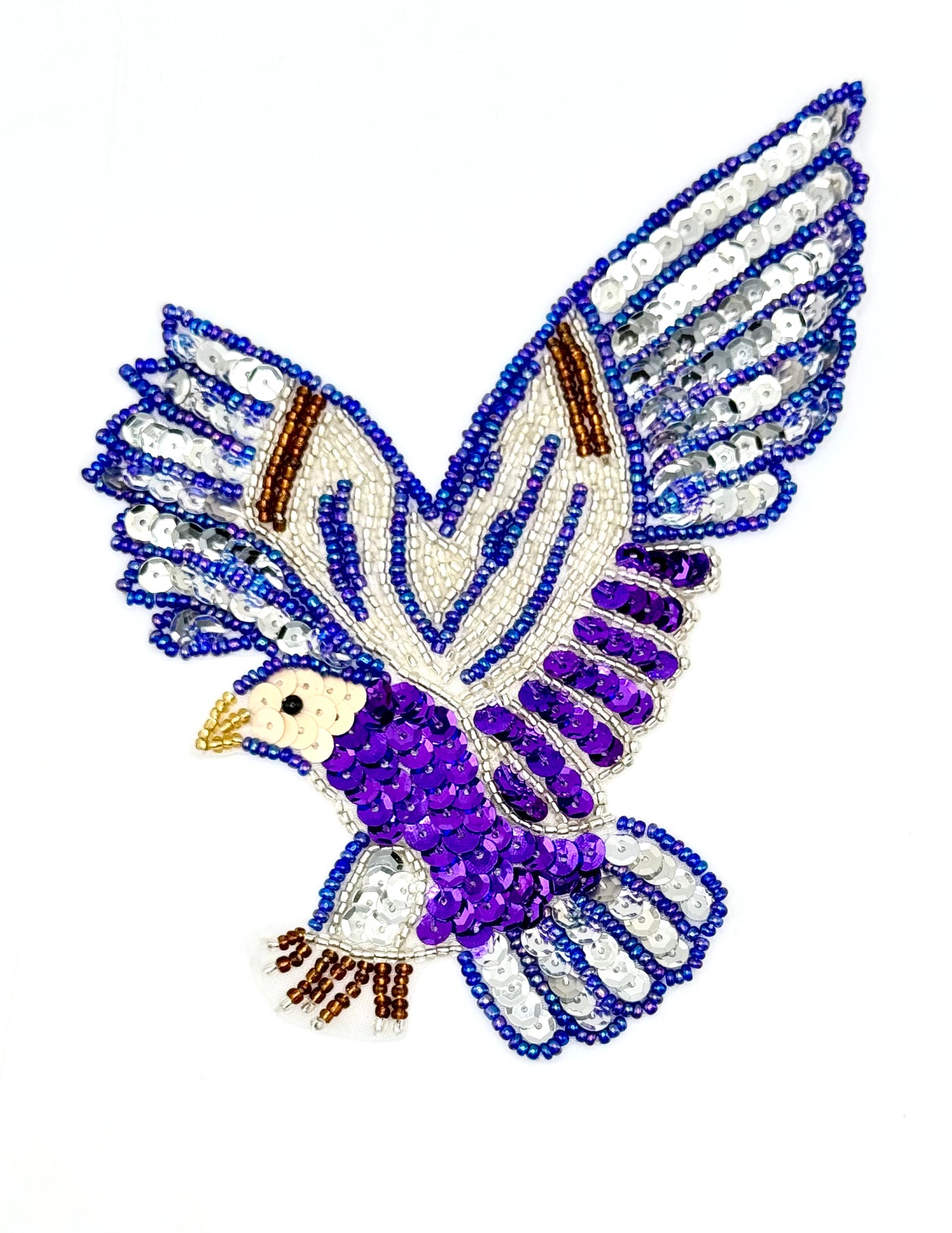 Eagle with Purple Beads and Sequins 6" x 4.5"