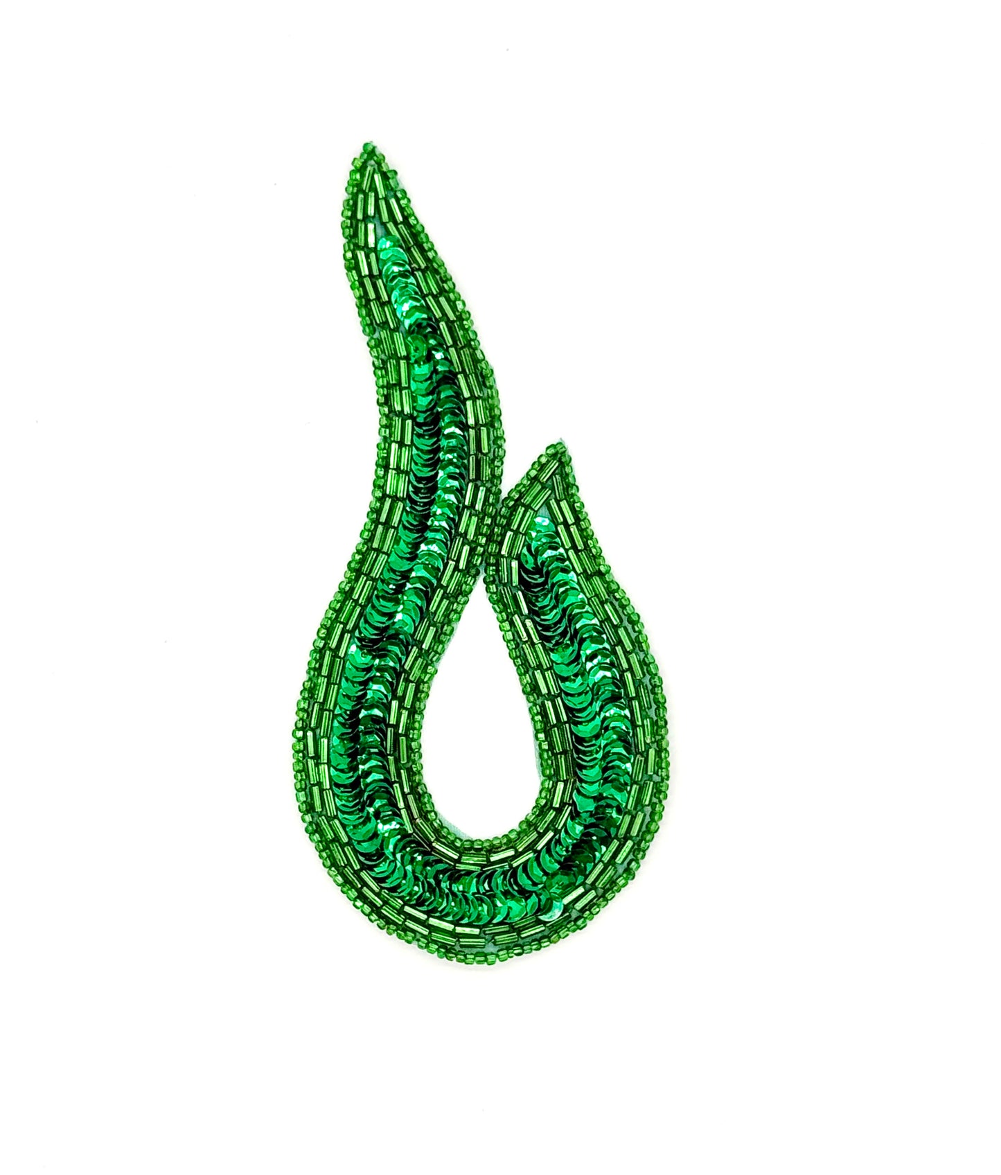 Designer Motif Swirl with Green Beads and Sequins 5.5" x 2.5"