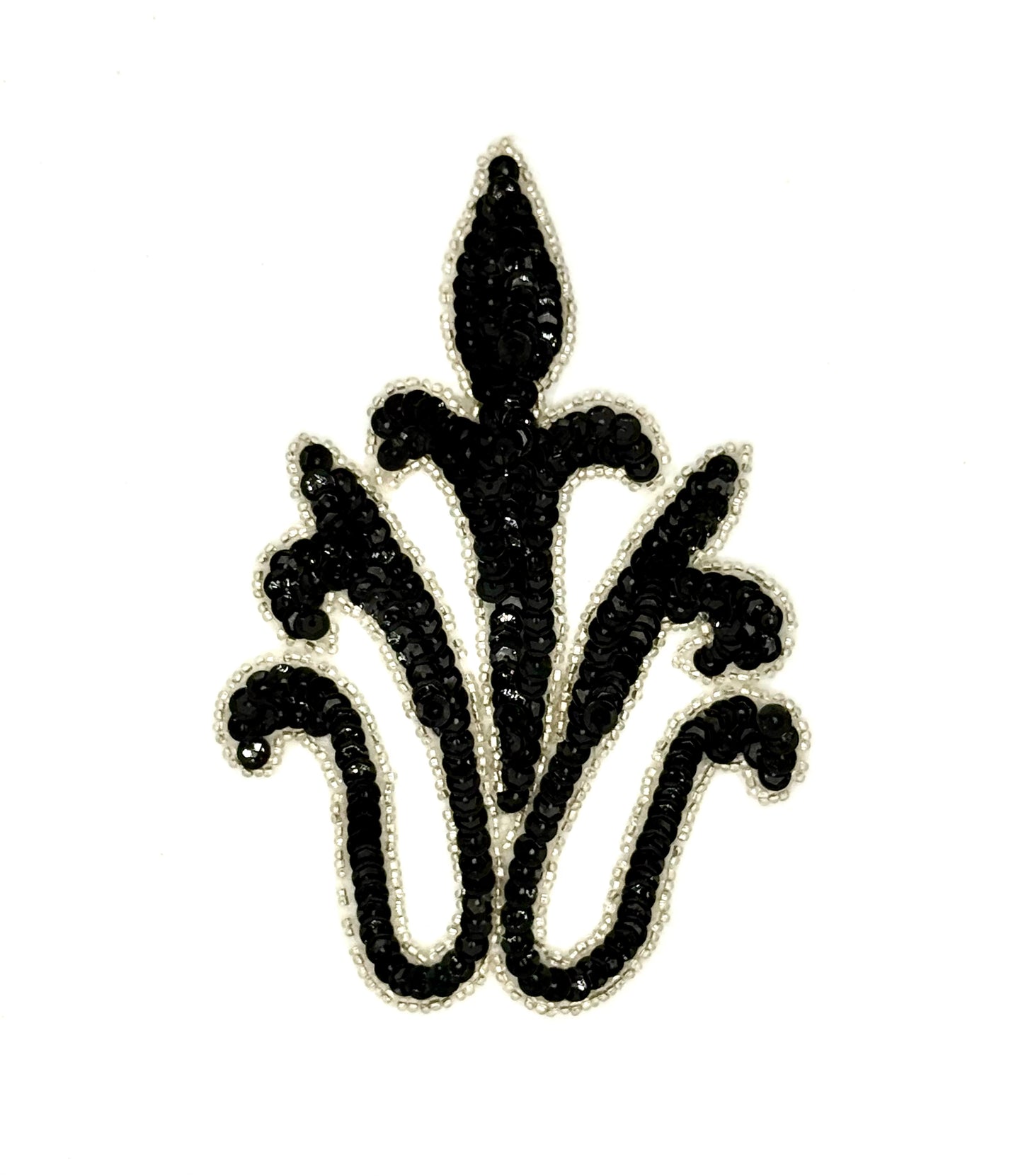 Designer Motif with Black Sequins and Silver Beaded Trim 6" x 4"