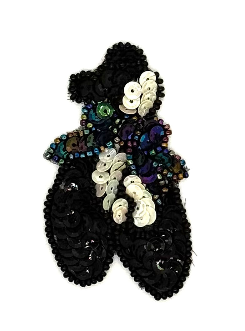 Bailaora Negra con Lentejuelas/Cuentas Blancas y Moonlite 3" x 2"