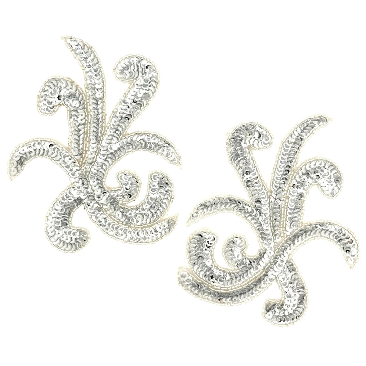 Silver Swirl Motif Appliqué Pair, 5.75" x 4.5"