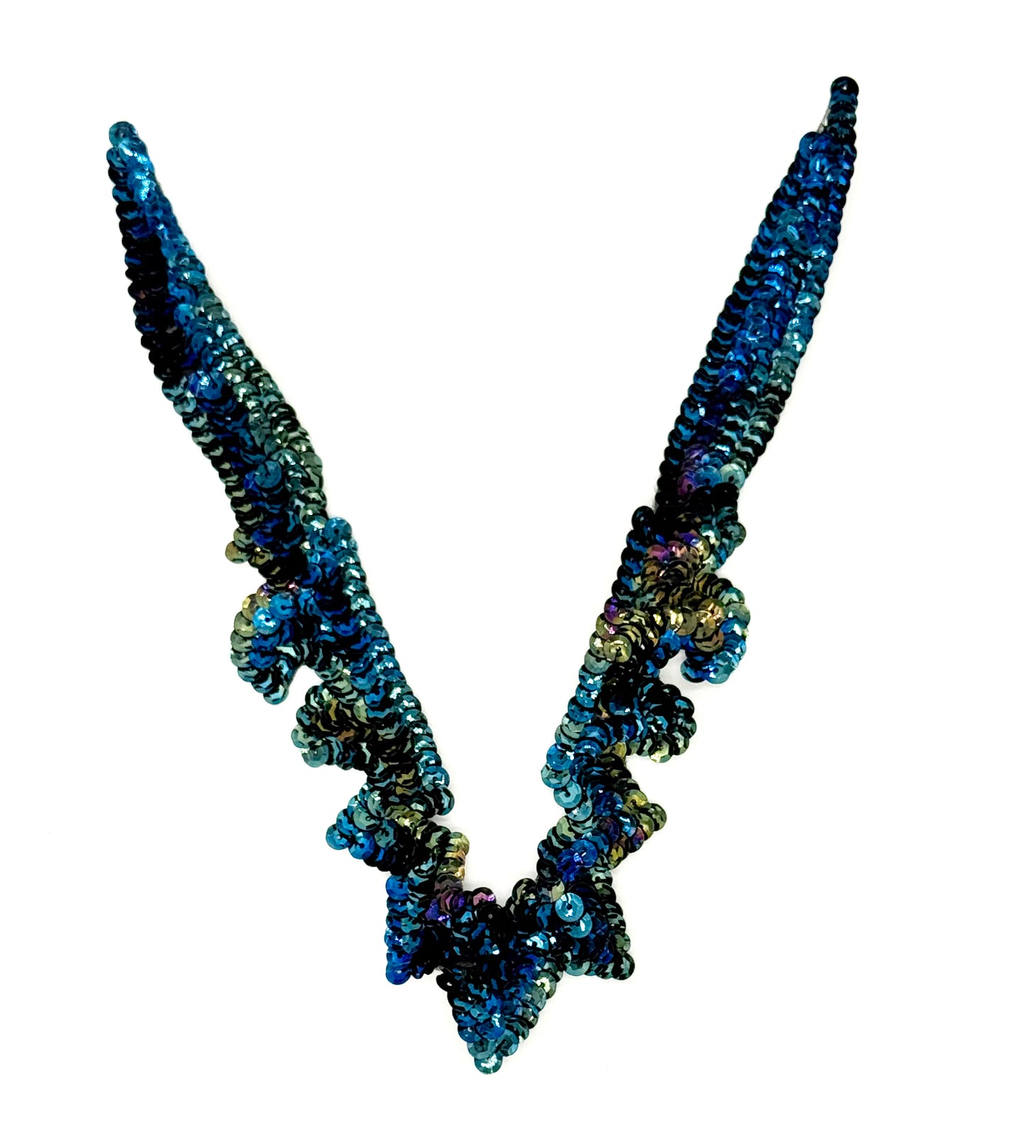 Designer Motif Neckpiece Appliqué with Moonlight Sequins 8”x 5”