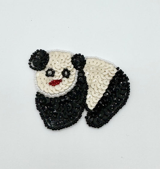 Panda Bear with Black and Cream Sequins 3” x 2.5” Choice of Pre-glued or not