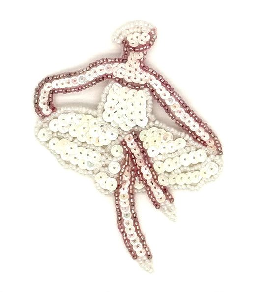 Ballerina - Pink/White Sequins  - Glass Beads 4"x 3.25"