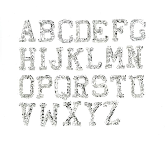 2.25” Letter Appliqué - Silver Sequins -Choice of Letter