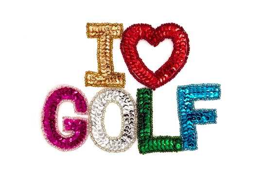 Me Encanta el Golf con Lentejuelas y Cuentas Multicolor de 10 x 15 cm