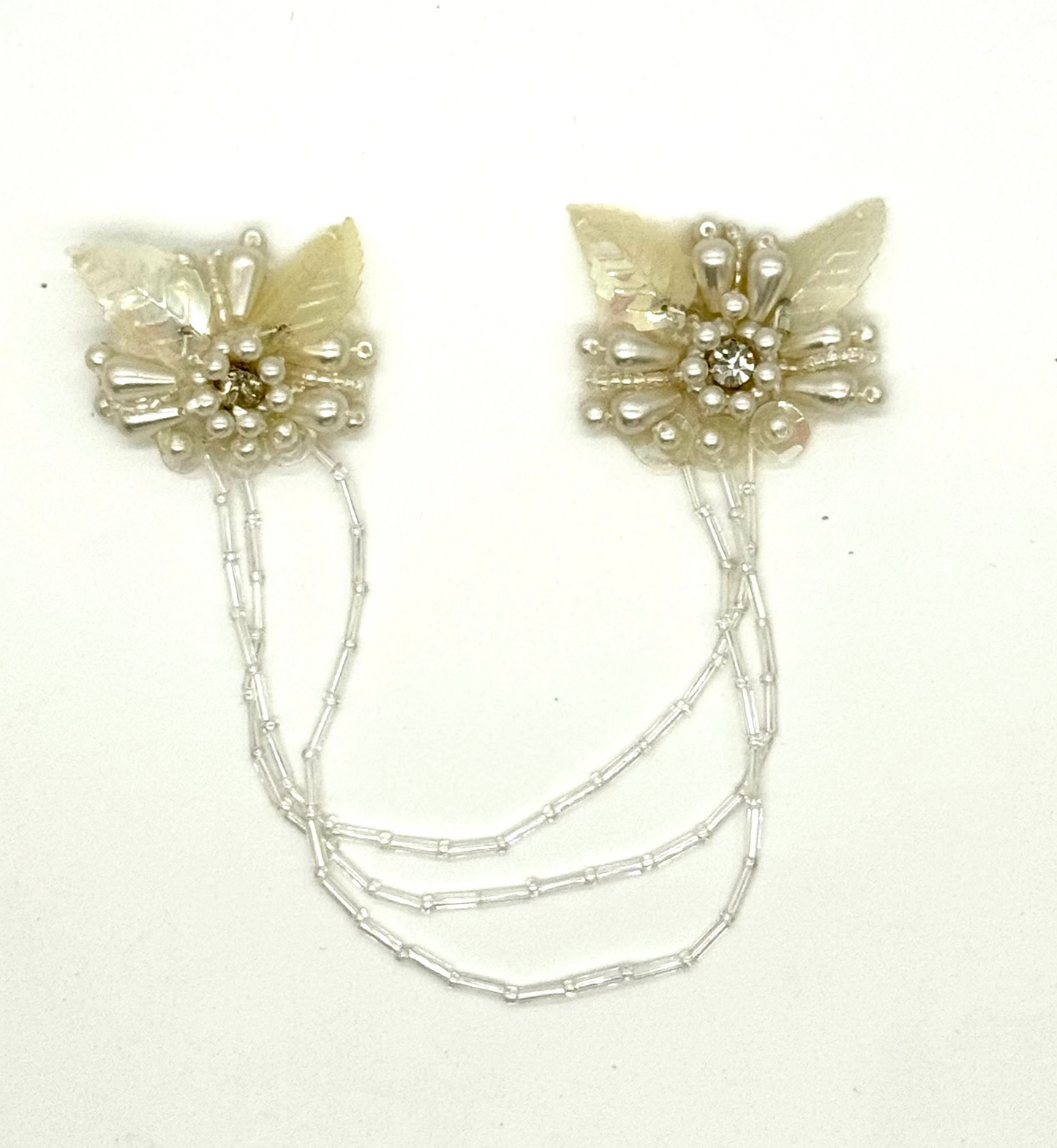 Epaulets - Choice of White/Gold, Silver, Iridescent - Rhinestones 8.5"x 2”
