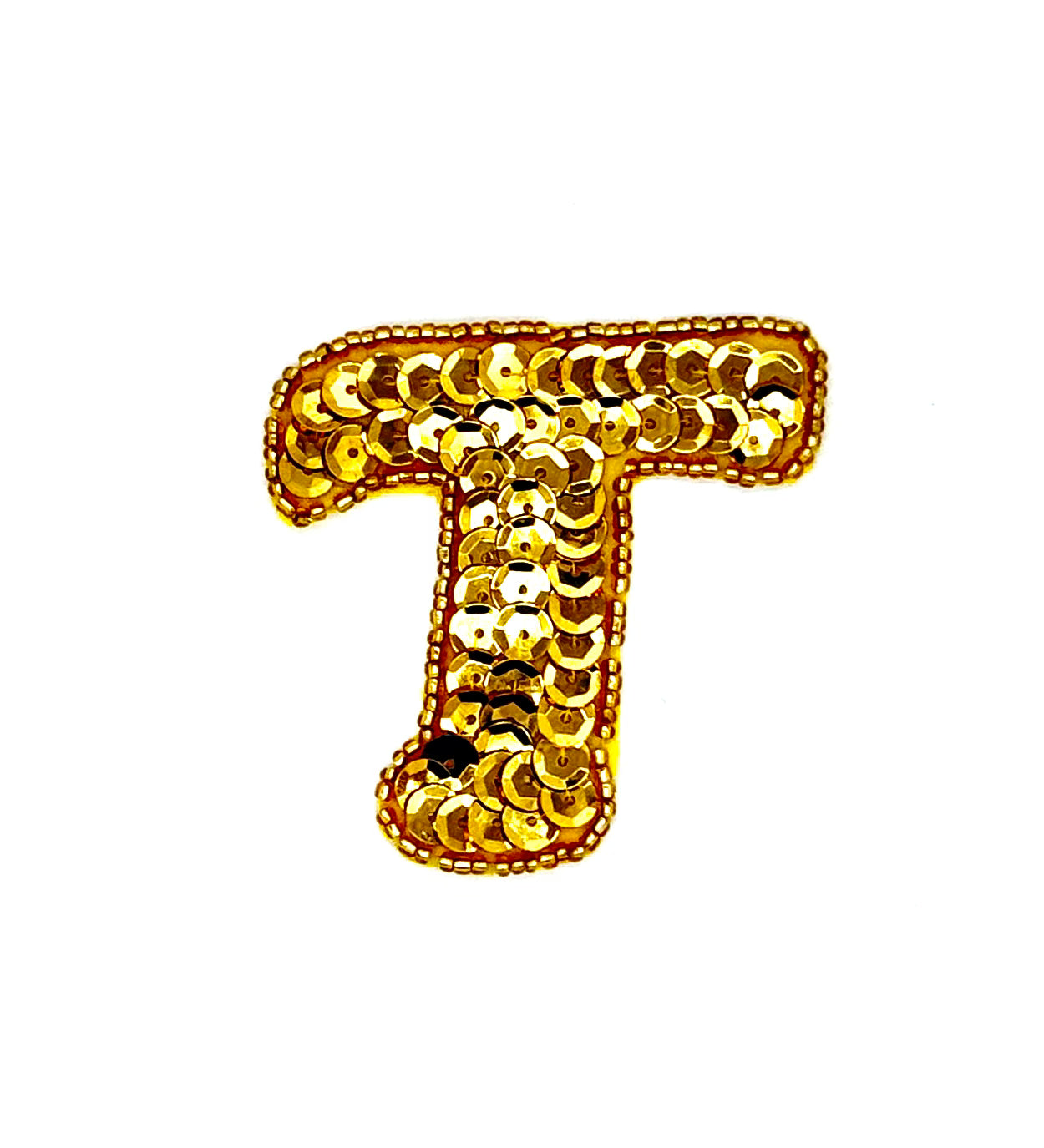 2.5” Letter T Appliqué -Gold Sequins/Beads